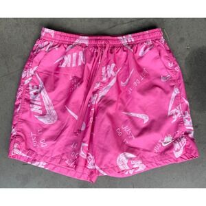Mens Sz XL NIKE Pink Short All Over Print JUST DO IT Drawstrings
